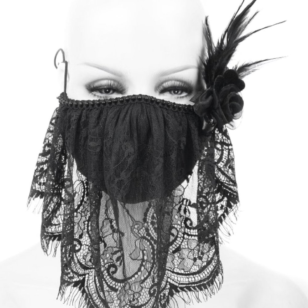 Halloween Black Lace Rose Mask